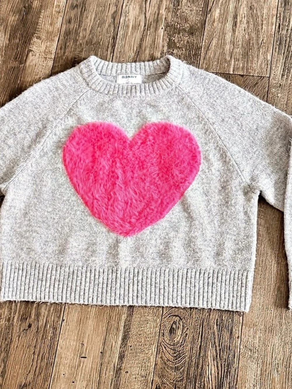 Oeuf Gray & Pink Heart Sweater Like New